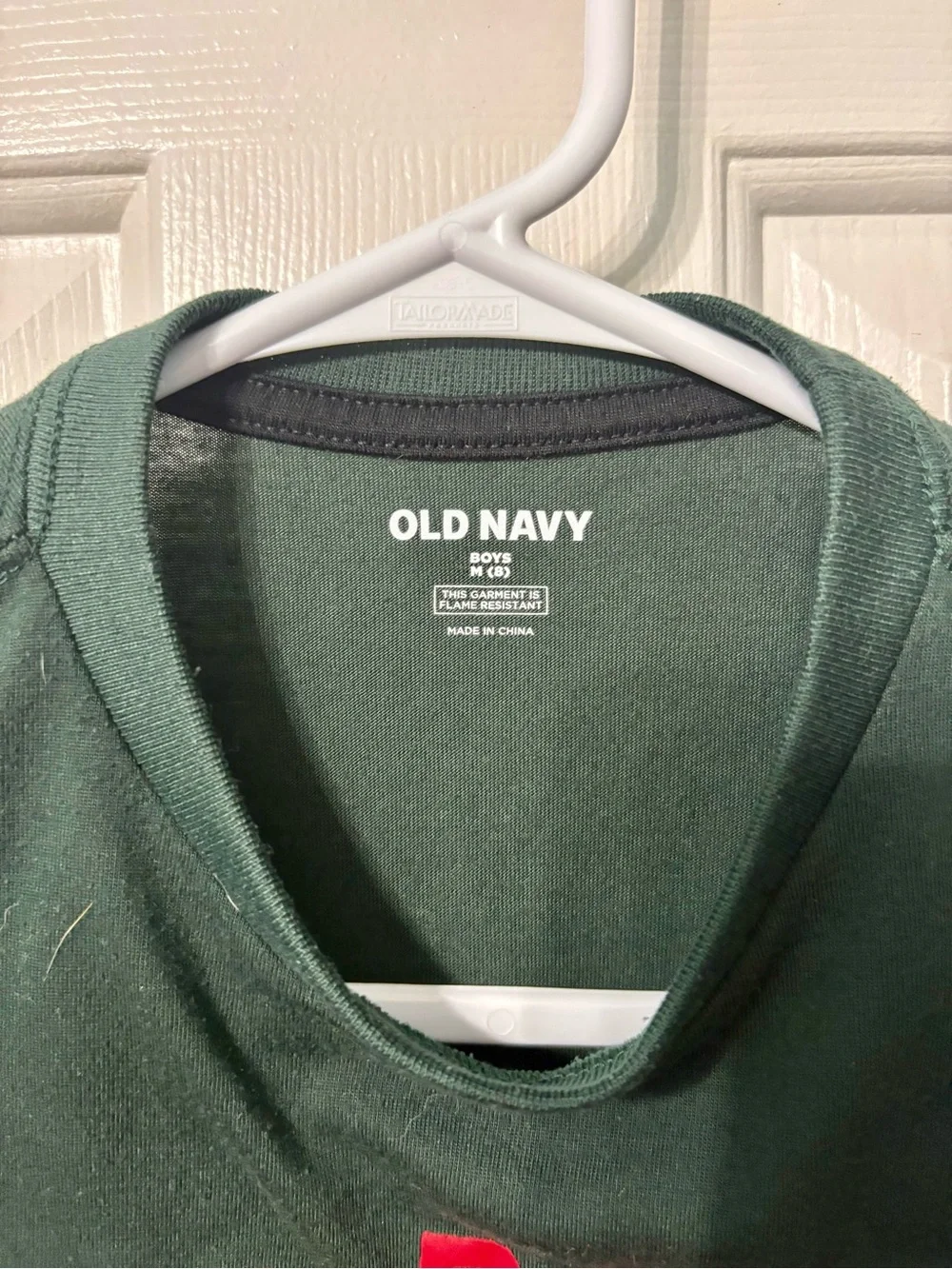 Old Navy Dark Green 'Let's Do This' Pajama Set with Blue Plaid Pants